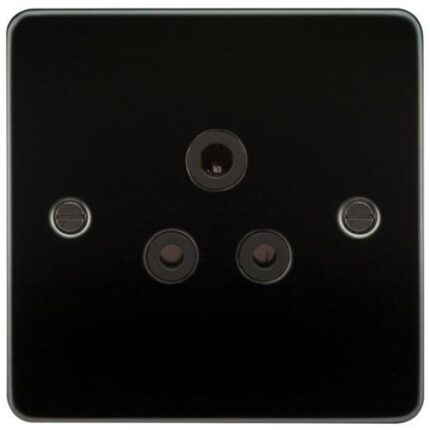 Knightsbridge Flat Plate 5A unswitched socket – gunmetal with black insert FP5AGM - West Midland Electrics | CCTV & Electrical Wholesaler