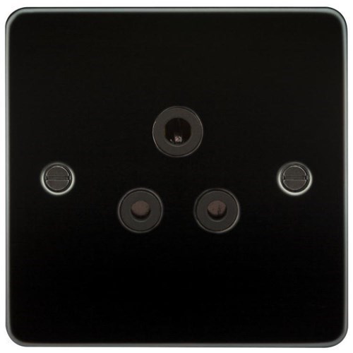 Knightsbridge Flat Plate 5A unswitched socket – gunmetal with black insert FP5AGM - West Midland Electrics | CCTV & Electrical Wholesaler 3