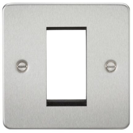 Knightsbridge Flat Plate 1G Modular Faceplate – Brushed Chrome FP1GBC - West Midland Electrics | CCTV & Electrical Wholesaler
