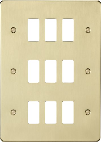 Knightsbridge 9G grid faceplate – brushed brass GDFP009BB - West Midland Electrics | CCTV & Electrical Wholesaler