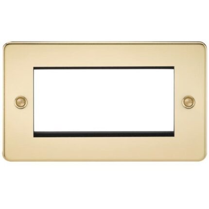 Knightsbridge Flat Plate 4G modular faceplate – polished brass FP4GPB - West Midland Electrics | CCTV & Electrical Wholesaler