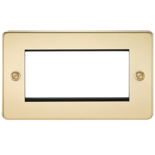 Knightsbridge Flat Plate 4G modular faceplate – polished brass FP4GPB - West Midland Electrics | CCTV & Electrical Wholesaler