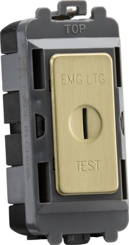 Knightsbridge 20AX DP key module (marked EMG LTG TEST) – brushed brass GDM008BB - West Midland Electrics | CCTV & Electrical Wholesaler