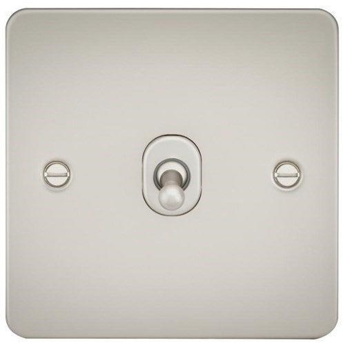 Knightsbridge Flat Plate 10AX 1G 2 Way Toggle Switch – Pearl FP1TOGPL - West Midland Electrics | CCTV & Electrical Wholesaler