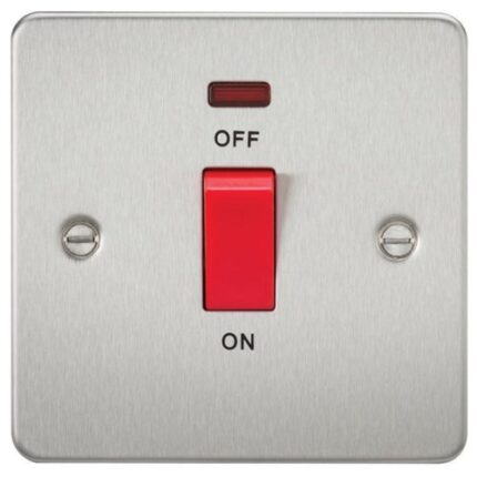 Knightsbridge Flat Plate 45A 1G DP switch with neon – brushed chrome - West Midland Electrics | CCTV & Electrical Wholesaler 5