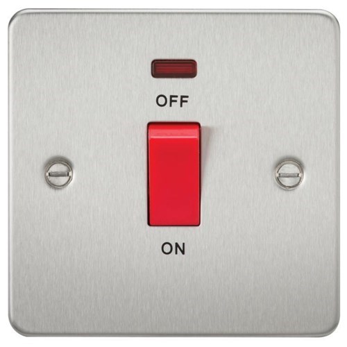 Knightsbridge Flat Plate 45A 1G DP switch with neon – brushed chrome - West Midland Electrics | CCTV & Electrical Wholesaler 3
