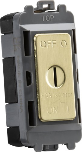Knightsbridge 10A fan Isolator key switch module – brushed brass GDM021BB - West Midland Electrics | CCTV & Electrical Wholesaler