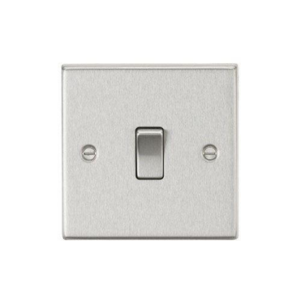 Knightsbridge 20A 1G DP Switch – Square Edge Brushed Chrome CS834BC - West Midland Electrics | CCTV & Electrical Wholesaler