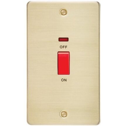 Knightsbridge Flat Plate 45A 2G DP switch with neon – brushed brass - West Midland Electrics | CCTV & Electrical Wholesaler 5