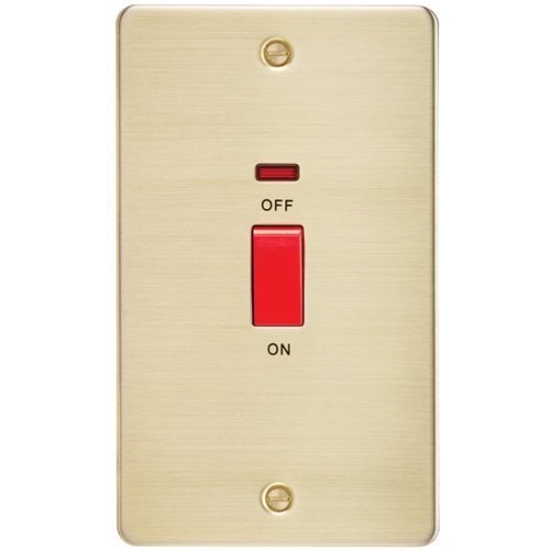 Knightsbridge Flat Plate 45A 2G DP switch with neon – brushed brass - West Midland Electrics | CCTV & Electrical Wholesaler 3