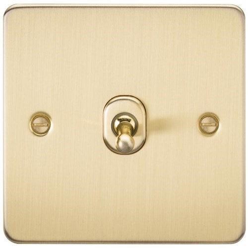 Knightsbridge Flat Plate 10AX 1G Intermediate Toggle Switch – Brushed Brass FP12TOGBB - West Midland Electrics | CCTV & Electrical Wholesaler