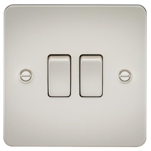Knightsbridge Flat Plate 10AX 2G 2-way switch – pearl FP3000PL - West Midland Electrics | CCTV & Electrical Wholesaler