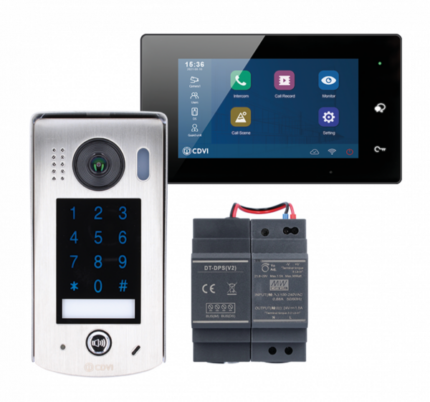 CDVI 2EASY 2-Wire 1-way video entry kit, black WiFi monitor and 1-button keypad door station CDV-4796KP-DXB - West Midland Electrics | CCTV & Electrical Wholesaler