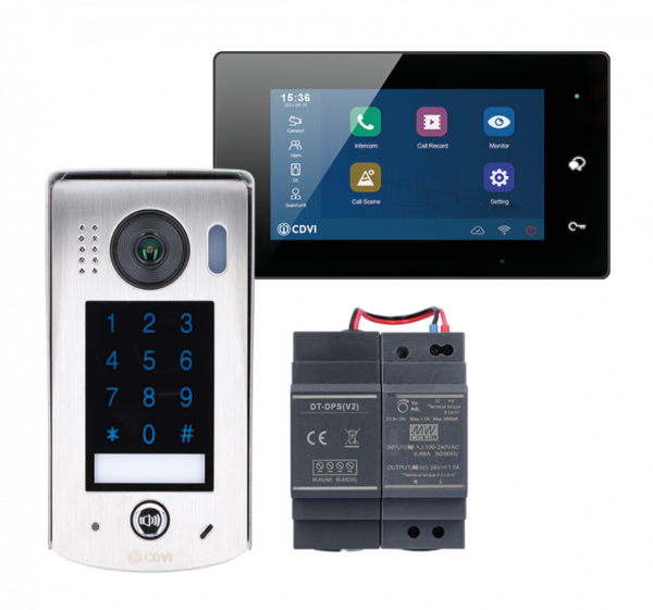 CDVI 2EASY 2-Wire 1-way video entry kit, black WiFi monitor and 1-button keypad door station CDV-4796KP-DXB - West Midland Electrics | CCTV & Electrical Wholesaler