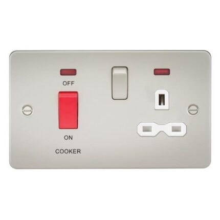 Knightsbridge Flat plate 45A DP switch and 13A switched socket with neon – pearl with white insert FPR8333NPLW - West Midland Electrics | CCTV & Electrical Wholesaler 5