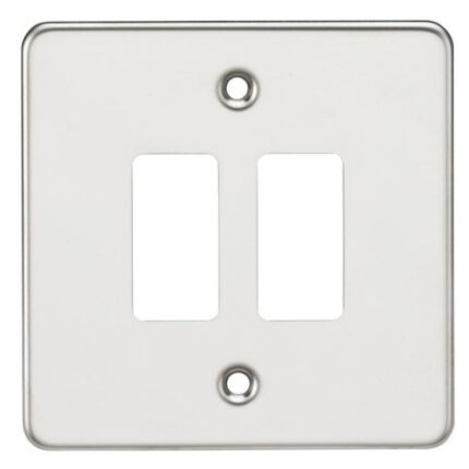 Knightsbridge Flat plate 2G grid faceplate – polished chrome GDFP002PC - West Midland Electrics | CCTV & Electrical Wholesaler