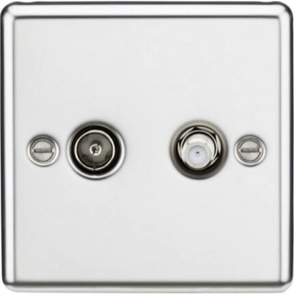 Knightsbridge TV & SAT TV Outlet (isolated) – Rounded Edge Polished Chrome CL014PC - West Midland Electrics | CCTV & Electrical Wholesaler