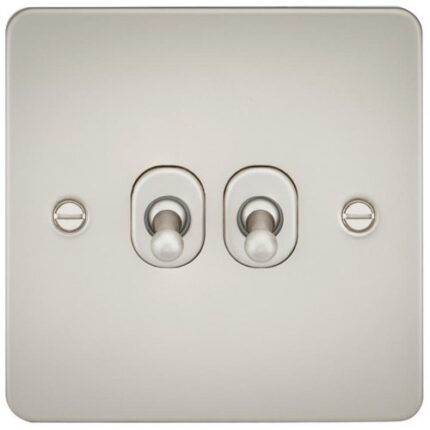 Knightsbridge Flat Plate 10AX 2G 2-way toggle switch – pearl FP2TOGPL - West Midland Electrics | CCTV & Electrical Wholesaler 5