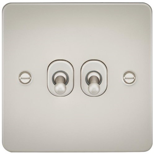 Knightsbridge Flat Plate 10AX 2G 2-way toggle switch – pearl FP2TOGPL - West Midland Electrics | CCTV & Electrical Wholesaler 3