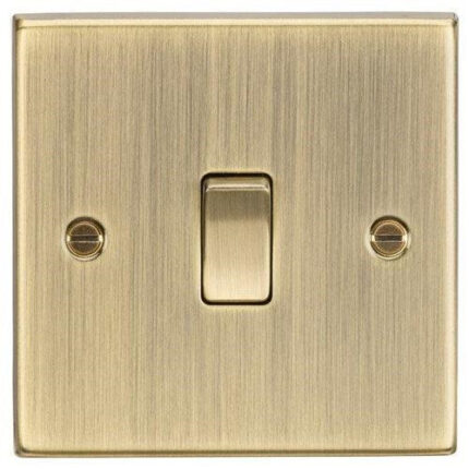 Knightsbridge 10AX 1G 2-Way Plate Switch – Square Edge Antique Brass CS2AB - West Midland Electrics | CCTV & Electrical Wholesaler