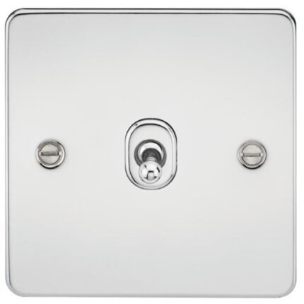 Knightsbridge Flat Plate 10AX 1G Intermediate Toggle Switch – Polished Chrome FP12TOGPC - West Midland Electrics | CCTV & Electrical Wholesaler