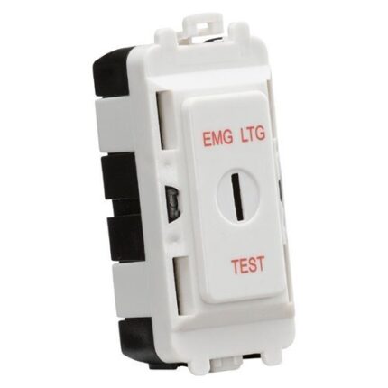 Knightsbridge 20AX 2 way SP key module (marked EMG LTG TEST) – white GDM007U - West Midland Electrics | CCTV & Electrical Wholesaler