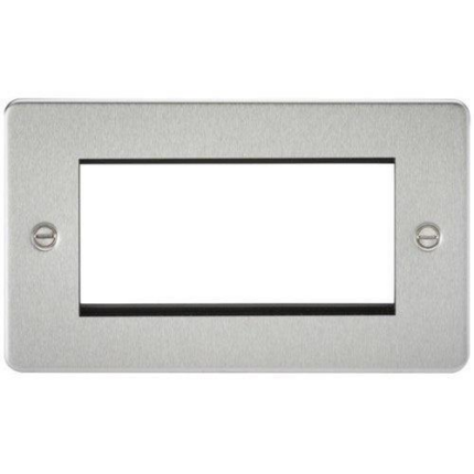 Knightsbridge Flat Plate 4G modular faceplate – brushed chrome FP4GBC - West Midland Electrics | CCTV & Electrical Wholesaler