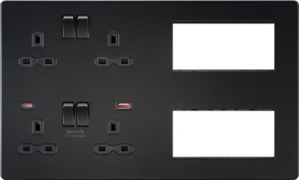 Knightsbridge Screwless Combination Plate with Dual USB FASTCHARGE A+C – Matt Black SFR998MBB - West Midland Electrics | CCTV & Electrical Wholesaler