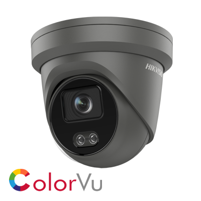 Hikvision AcuSense 4MP fixed lens ColorVu turret camera with audio Grey DS-2CD2347G2-LU-4mm-GREY-C - West Midland Electrics | CCTV & Electrical Wholesaler