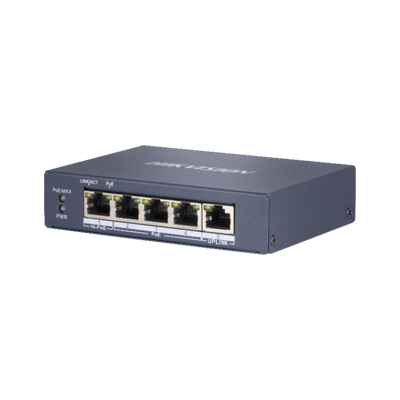 Hikvision 4-Port Gigabit Unmanaged POE Switch DS-3E0505HP-E - West Midland Electrics | CCTV & Electrical Wholesaler