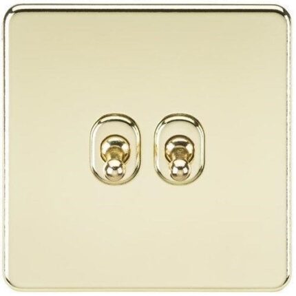 Knightsbridge Screwless 10AX 2G 2-Way Toggle Switch – Polished Brass SF2TOGPB - West Midland Electrics | CCTV & Electrical Wholesaler