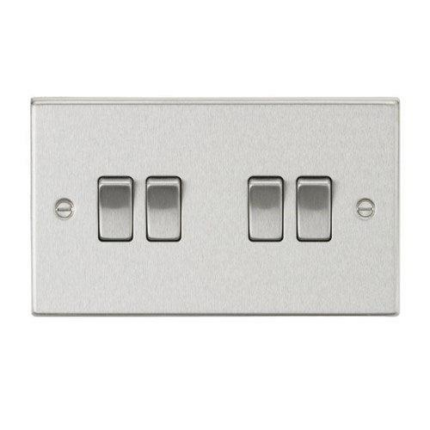 Knightsbridge 10AX 4G 2-Way Plate Switch – Square Edge Brushed Chrome CS41BC - West Midland Electrics | CCTV & Electrical Wholesaler