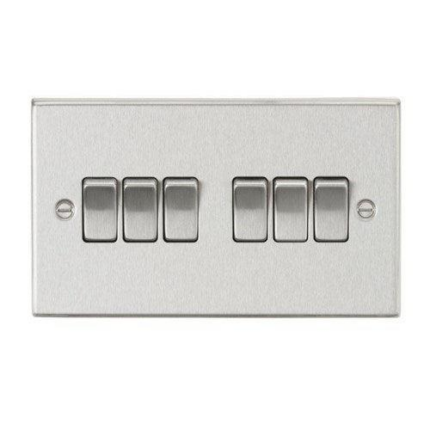 Knightsbridge 10AX 6G 2-Way Plate Switch – Square Edge Brushed Chrome CS42BC - West Midland Electrics | CCTV & Electrical Wholesaler