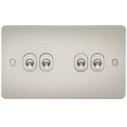 Knightsbridge Flat Plate 10AX 4G 2-way toggle switch – pearl FP4TOGPL - West Midland Electrics | CCTV & Electrical Wholesaler
