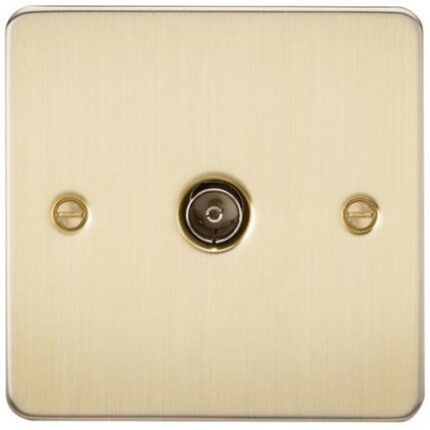 Knightsbridge Flat Plate 1G TV Outlet (non-isolated) – Brushed Brass FP0100BB - West Midland Electrics | CCTV & Electrical Wholesaler