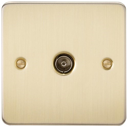 Knightsbridge Flat Plate 1G TV Outlet (non-isolated) – Brushed Brass FP0100BB - West Midland Electrics | CCTV & Electrical Wholesaler