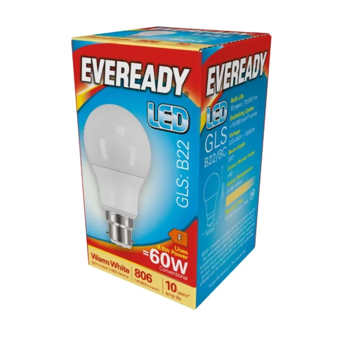 Supreme Imports Eveready Led Gls 806Lm B22 Warm White Boxed S13622 - West Midland Electrics | CCTV & Electrical Wholesaler 3