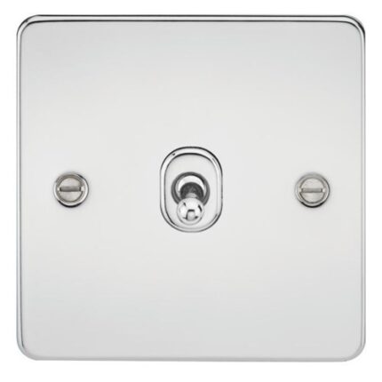 Knightsbridge Flat Plate 10AX 1G 2 Way Toggle Switch – Polished Chrome FP1TOGPC - West Midland Electrics | CCTV & Electrical Wholesaler