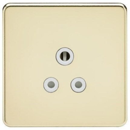 Knightsbridge Screwless 5A Unswitched Socket – Polished Brass with White Insert SF5APBW - West Midland Electrics | CCTV & Electrical Wholesaler