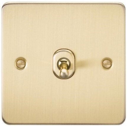 Knightsbridge Flat Plate 10AX 1G 2 Way Toggle Switch – Brushed Brass FP1TOGBB - West Midland Electrics | CCTV & Electrical Wholesaler 3