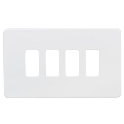 Knightsbridge Screwless 4G grid faceplate – matt white GDSF004MW - West Midland Electrics | CCTV & Electrical Wholesaler