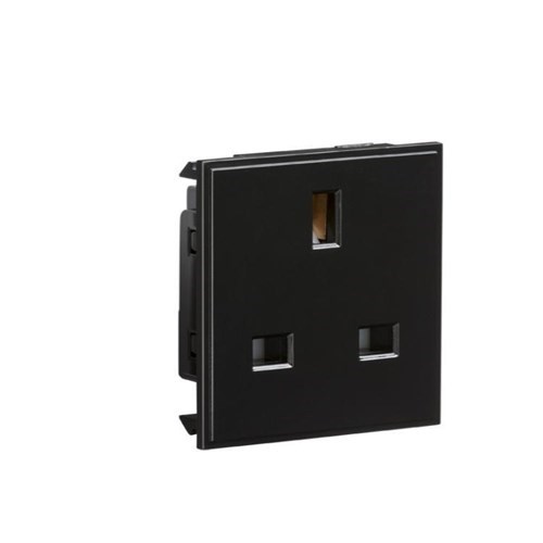Knightsbridge 13A 1G unswitched socket module 50 x 50mm – black NET13BK - West Midland Electrics | CCTV & Electrical Wholesaler