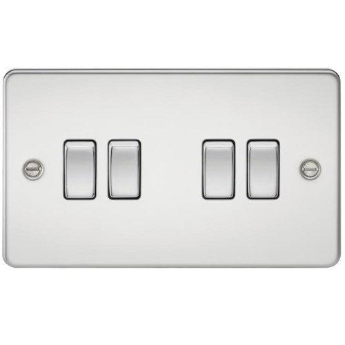 Knightsbridge Flat plate 10AX 4G 2-way switch – polished chrome FP4100PC - West Midland Electrics | CCTV & Electrical Wholesaler