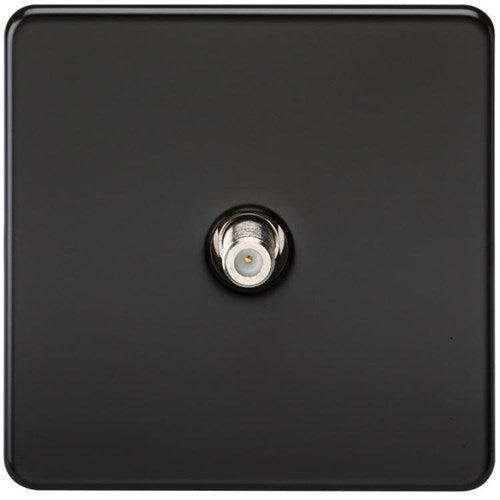 Knightsbridge Screwless 1G SAT TV Outlet (Non-Isolated) – Matt Black SF0150MB - West Midland Electrics | CCTV & Electrical Wholesaler