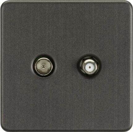 Knightsbridge Screwless TV & SAT TV Outlet (Isolated) – Smoked Bronze SF0140SB - West Midland Electrics | CCTV & Electrical Wholesaler