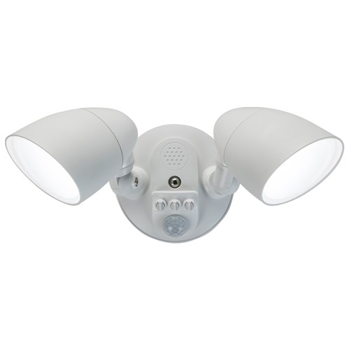 Knightsbridge 110-230V IP65 Twin Head White 20W Security Floodlight with PIR, Sensor, CCT and Manual Override SL20CCTW - West Midland Electrics | CCTV & Electrical Wholesaler