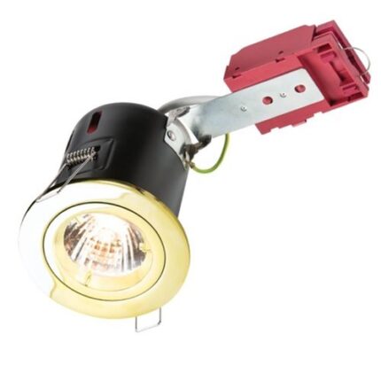 Knightsbridge 230V IP20 50W Fixed GU10 IC Fire-Rated Downlight in Brass VFRDGICB - West Midland Electrics | CCTV & Electrical Wholesaler