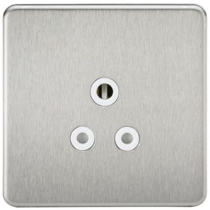Knightsbridge Screwless 5A Unswitched Socket – Brushed Chrome with White Insert SF5ABCW - West Midland Electrics | CCTV & Electrical Wholesaler