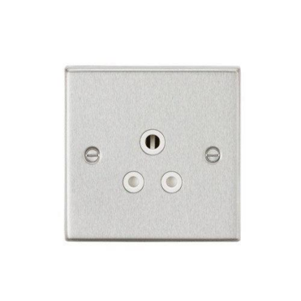 Knightsbridge 5A Unswitched Socket – Square Edge Brushed Chrome Finish with White Insert CS5ABCW - West Midland Electrics | CCTV & Electrical Wholesaler