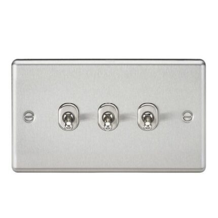 Knightsbridge 10AX 3G 2 Way Toggle Switch – Rounded Brushed Chrome Finish CLTOG3BC - West Midland Electrics | CCTV & Electrical Wholesaler